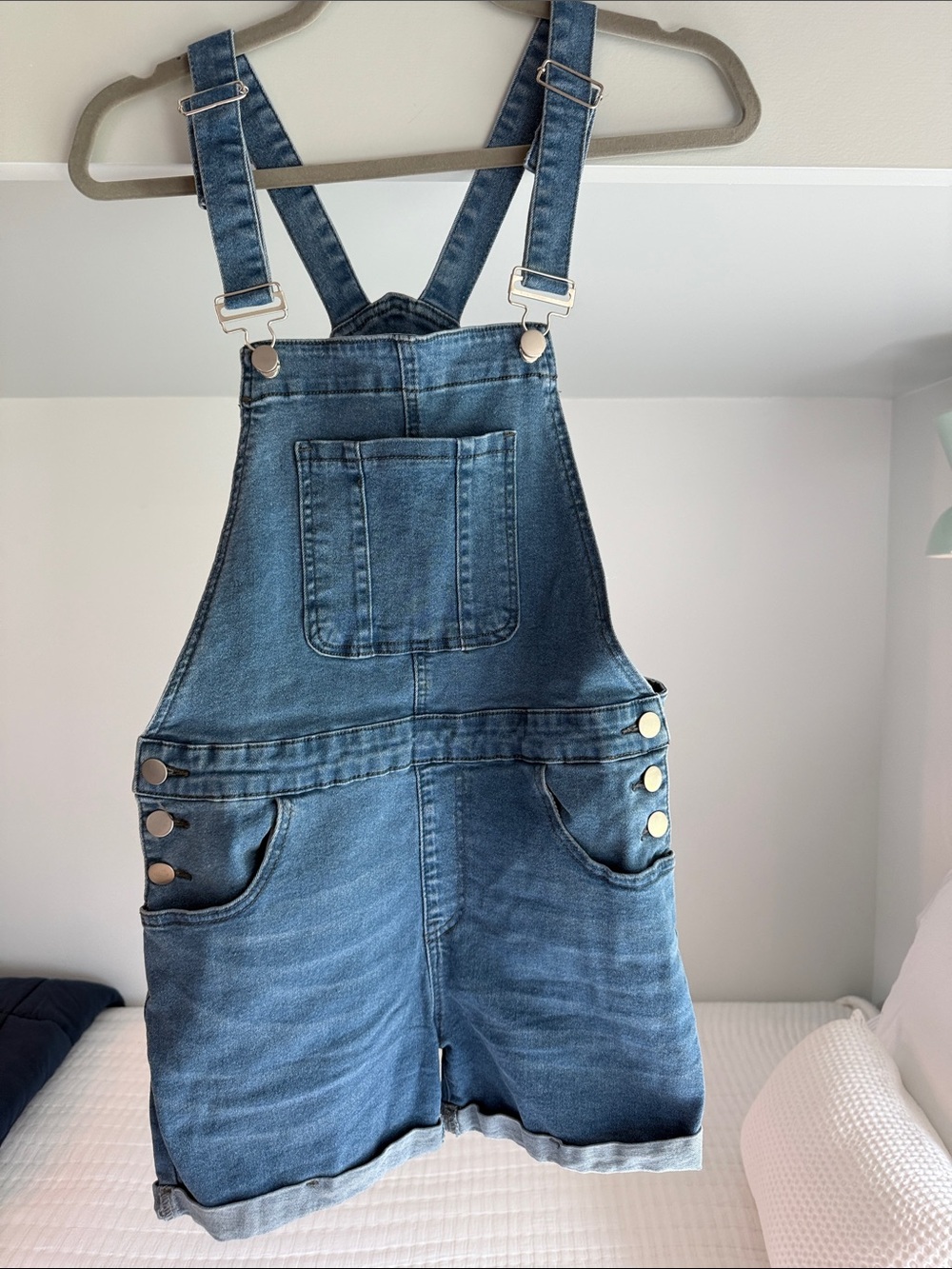 SHEIN Blue Denim Short Overalls